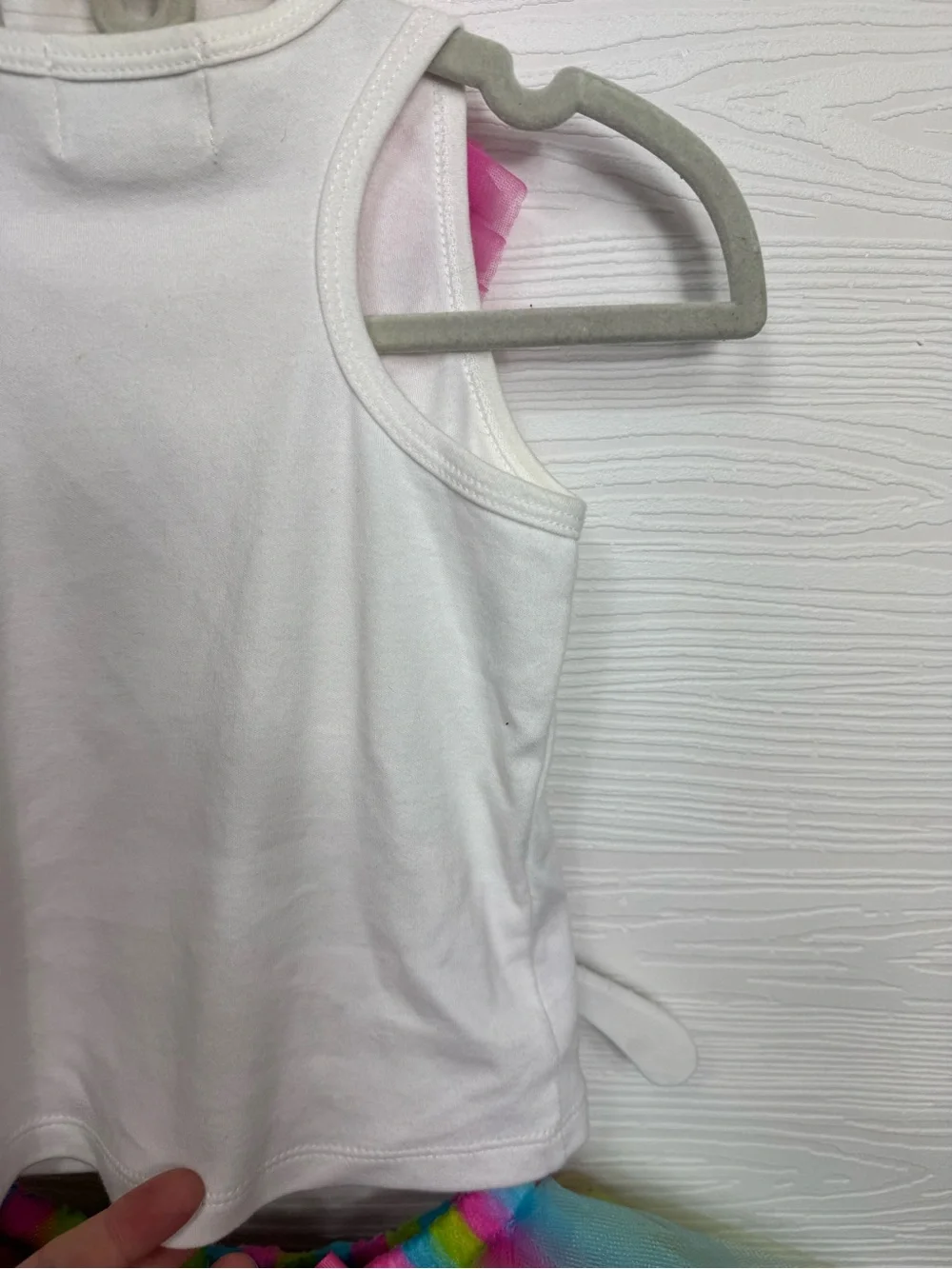 Mud Pie White Tank with Pink Tulle Collar and Rainbow Tutu 2 Year Old birthday